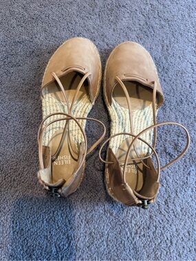 Eileen Fisher Tan Lace-Up Espadrille Flats
